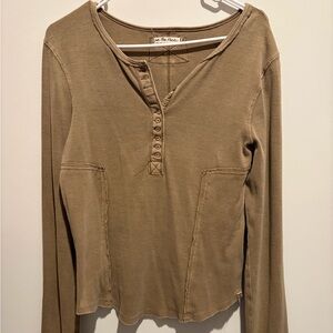 We The Free Olive Long Sleeve Henley Top